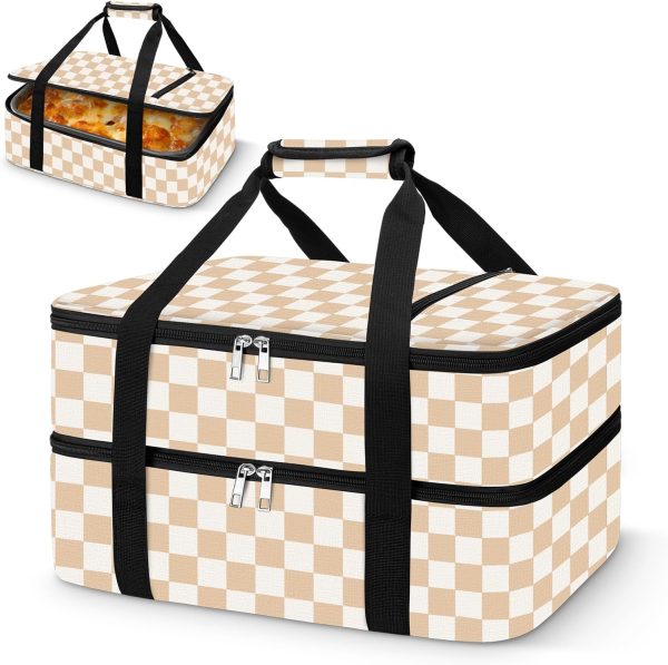 Insulated Casserole Carrier,Lasagna Lugger Tote Keeps Food Hot or Cold,Thermal Lunch Bag Warmer & Cooler Carrier Bag,Portable Tote Bag Fits 9" x 13" Baking Dish for Picnic and Cookout